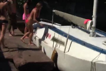 Young lesbians take a yacht trip to a remote island