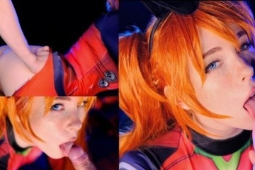 Hot slut Asuka Langley. Sloppy Blowjob and Pussy Creampie - MollyRedWolf