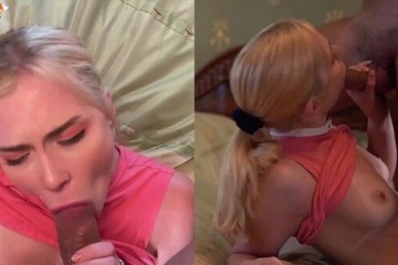 Fucked Hottie Through Hole in New Jeans and Cum in Mouth